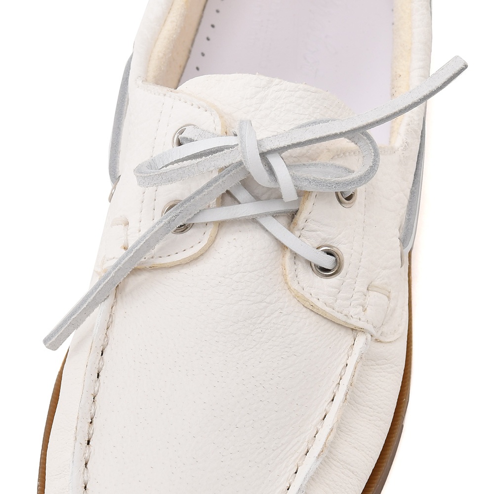 パラブーツ PARABOOT デッキシューズ メンズ BARTH バース ホワイト×ベージュ MARINEソール 鹿革 スリッポン ブレイク製法 国内正規品の画像