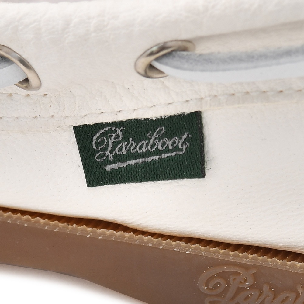 パラブーツ PARABOOT デッキシューズ メンズ BARTH バース ホワイト×ベージュ MARINEソール 鹿革 スリッポン ブレイク製法 国内正規品の画像