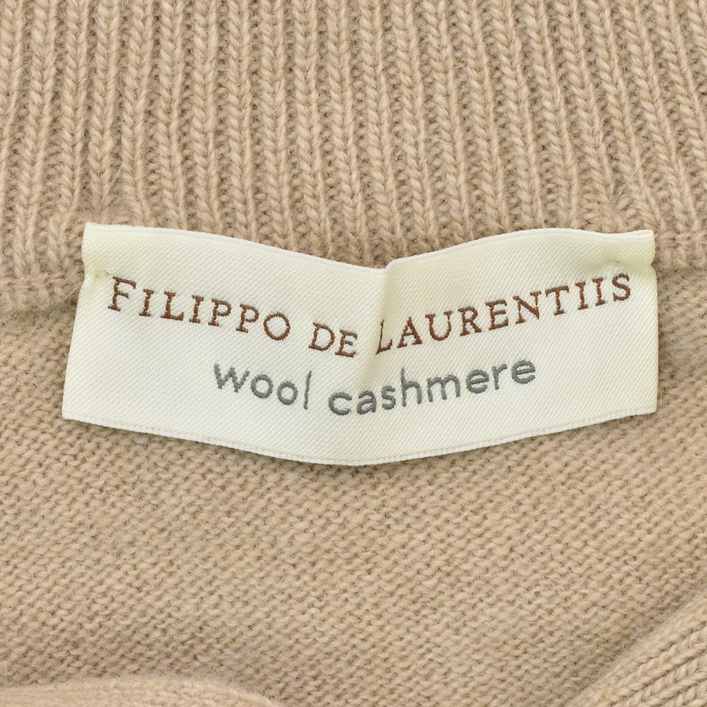 フィリッポ デ ローレンティス FILIPPO DE LAURENTIIS ニットカーディガン メンズ スタンドネックニットブルゾン ウールカシミア ベージュ 国内正規品の画像