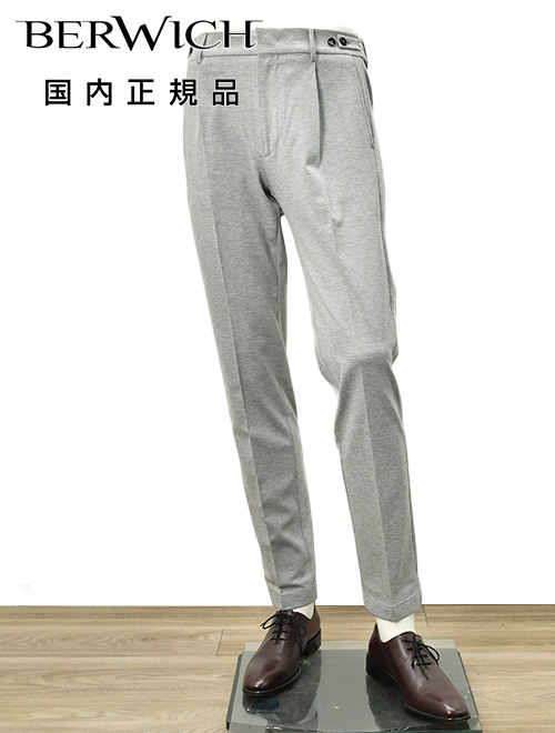 グレー プリーツ スラックス メンズ ベルウィッチ BERWICH イージー