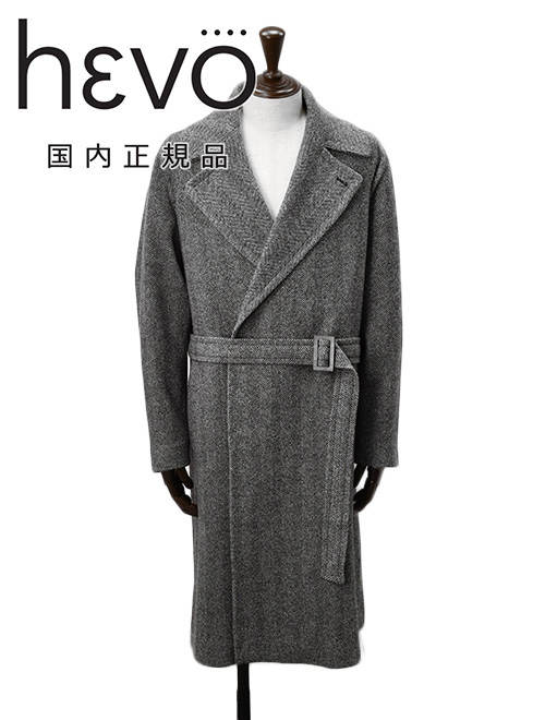 美品 hevo タイロッケンコート BRINDISI ベルテッド 48 【83】 イーヴォ HEVO ベルテッドコート メンズ タイロッケン BRINDISI