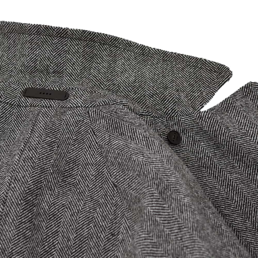 イーヴォ HEVO ベルテッドコート メンズ タイロッケン BRINDISI ブリンディジ ダブルブレスト へリンボン柄ウール ブラック×ホワイト 国内正規品の画像