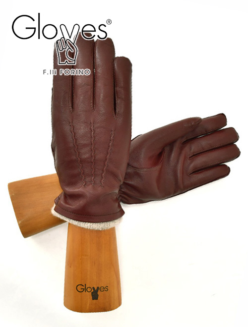 グローブス gloves レザーグローブ メンズ ラムレザー 手袋 3本ラインデザイン カシミヤニット裏地 CA1107 ルビー ワインレッド ギフト プレゼント | 