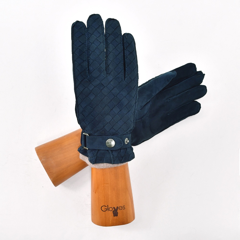 グローブス Gloves メンズ イタリア ラムレザー 手袋 カシミヤウールニット裏 編み込み羊革 ギフト プレゼント CA741 ネイビーブルー  男女兼用 :ca741-blue:メンズブランドでらでら公式SHOP 通販 