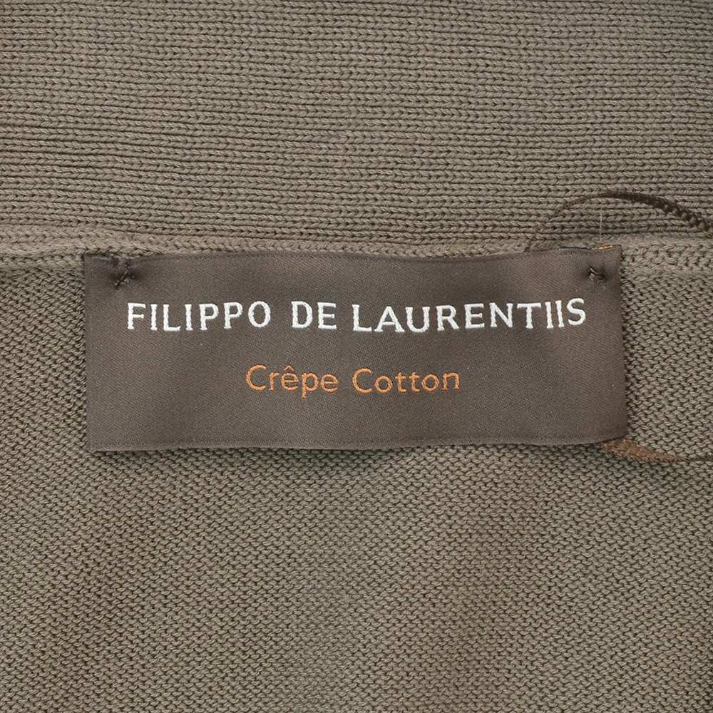 フィリッポ デ ローレンティス　FILIPPO DE LAURENTIIS ニットカーディガン メンズ 長袖 Vフロント クレープコットン オリーブブラウン 12ゲージ 国内正規品の画像