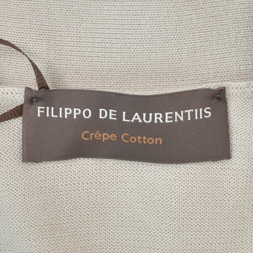 フィリッポ デ ローレンティス FILIPPO DE LAURENTIIS ニットカーディガン メンズ 長袖 Vフロント クレープコットン ライトグレー 12ゲージ 国内正規品の画像