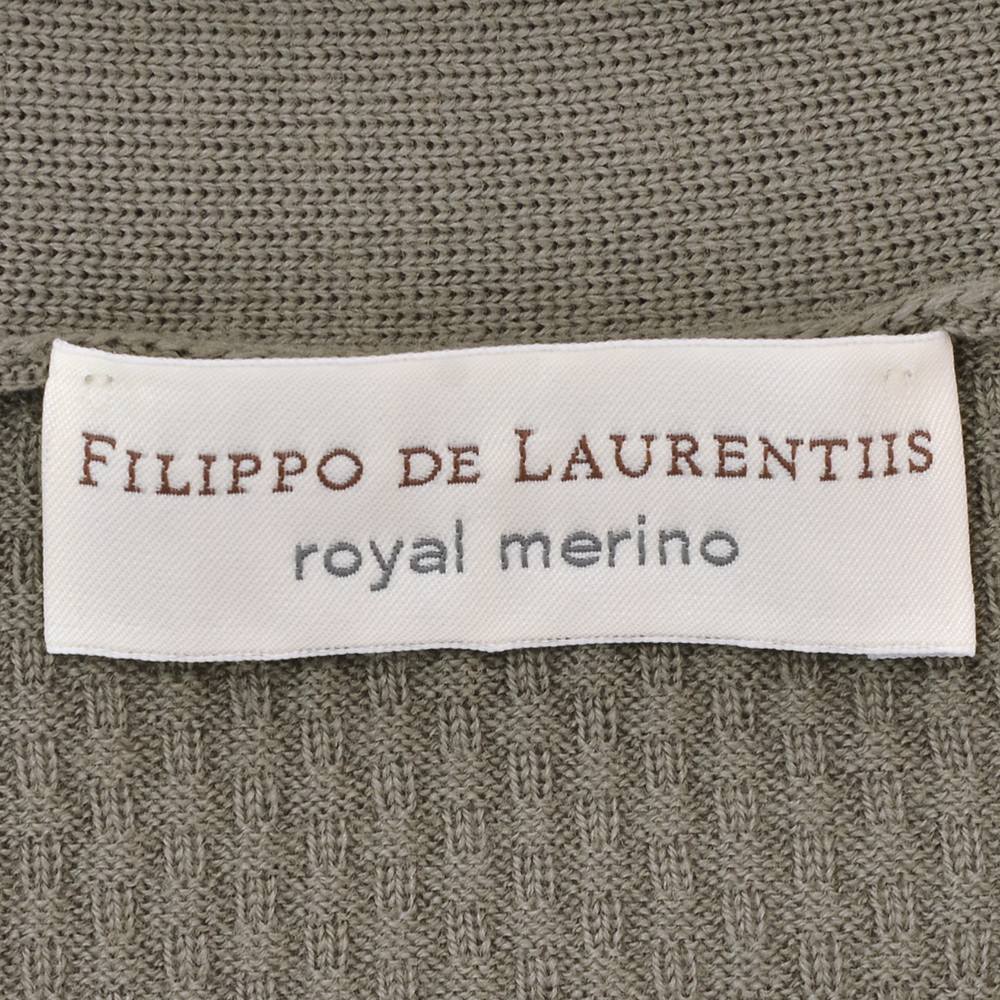 フィリッポ デ ローレンティス FILIPPO DE LAURENTIIS ニットカーディガン メンズ ロイヤルメリノウール ブラウングレー 長袖  16ゲージ 国内正規品の画像