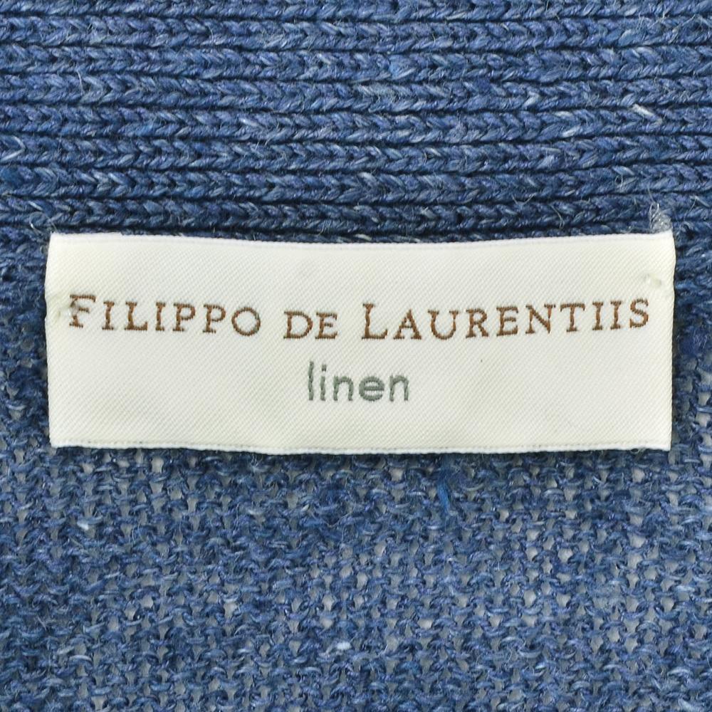 フィリッポ デ ローレンティス FILIPPO DE LAURENTIIS ニットカーディガン メンズ リネンシルク 7ゲージ ブルー 青  スリムフィット 国内正規品の画像