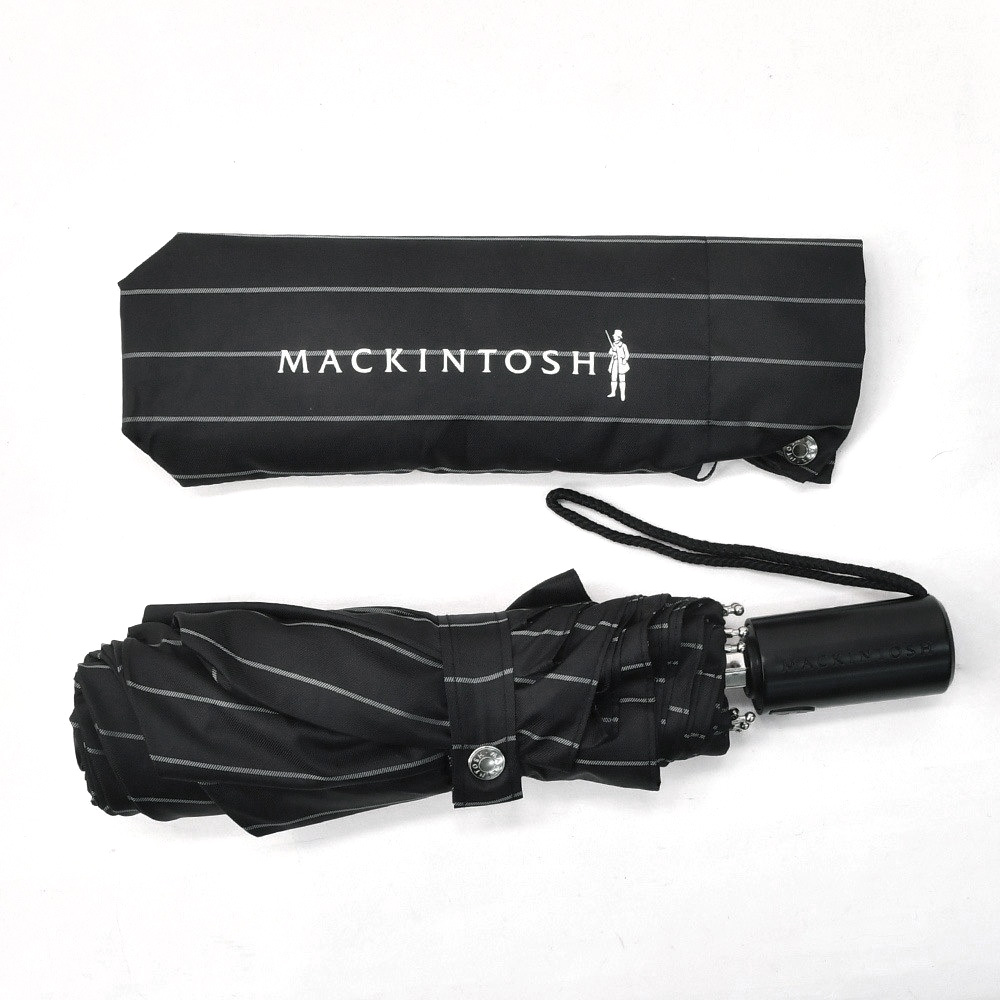 マッキントッシュ MACKINTOSH 折り畳み傘 メンズ ワンプッシュ オート開閉式 ブラック×ホワイト ストライプ柄 ユニセックス 国内正規品 でらでら公式 ブランド｜deradera｜03