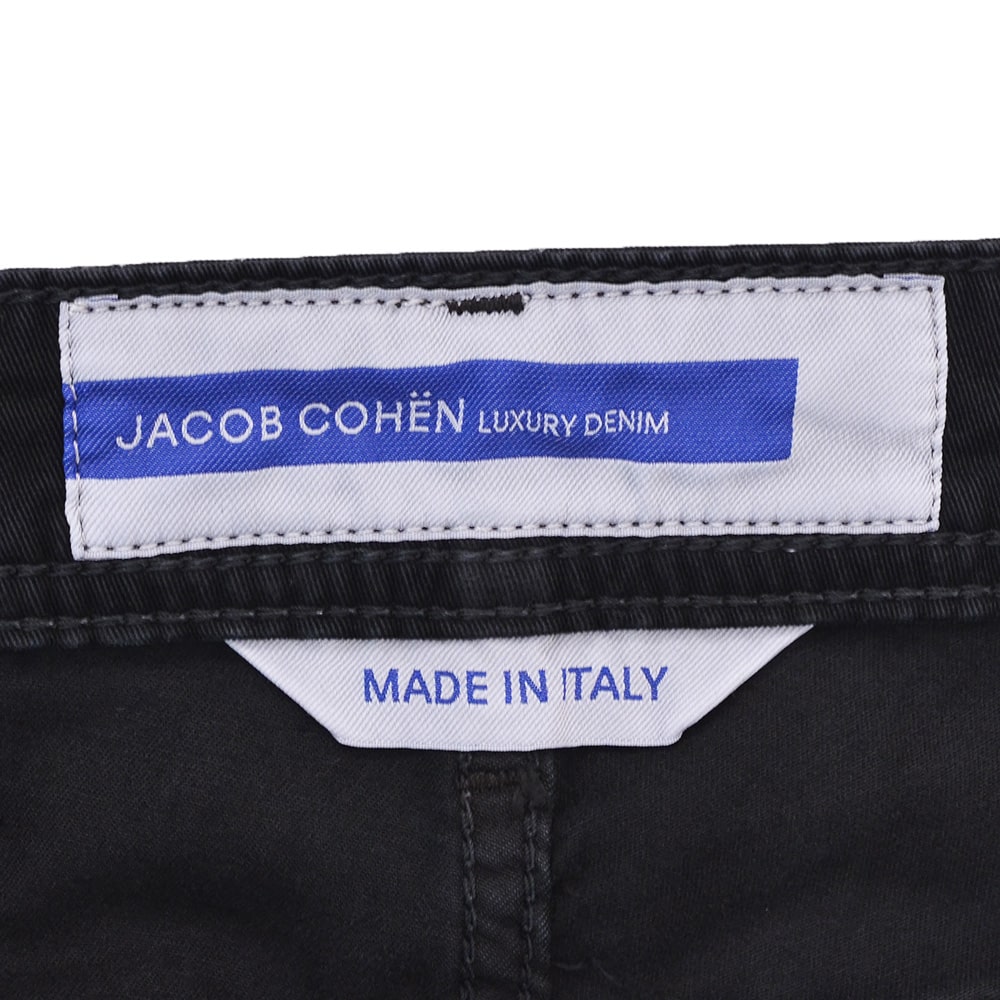 ヤコブコーエン JACOB COHEN コットンパンツ メンズ ストレッチ BARD バードモデル ブラック 黒 ハラコパッチ スリムストレートシルエット 国内正規品の画像