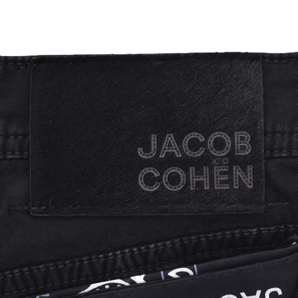 ヤコブコーエン JACOB COHEN コットンパンツ メンズ ストレッチ BARD バードモデル ブラック 黒 ハラコパッチ スリムストレートシルエット 国内正規品の画像