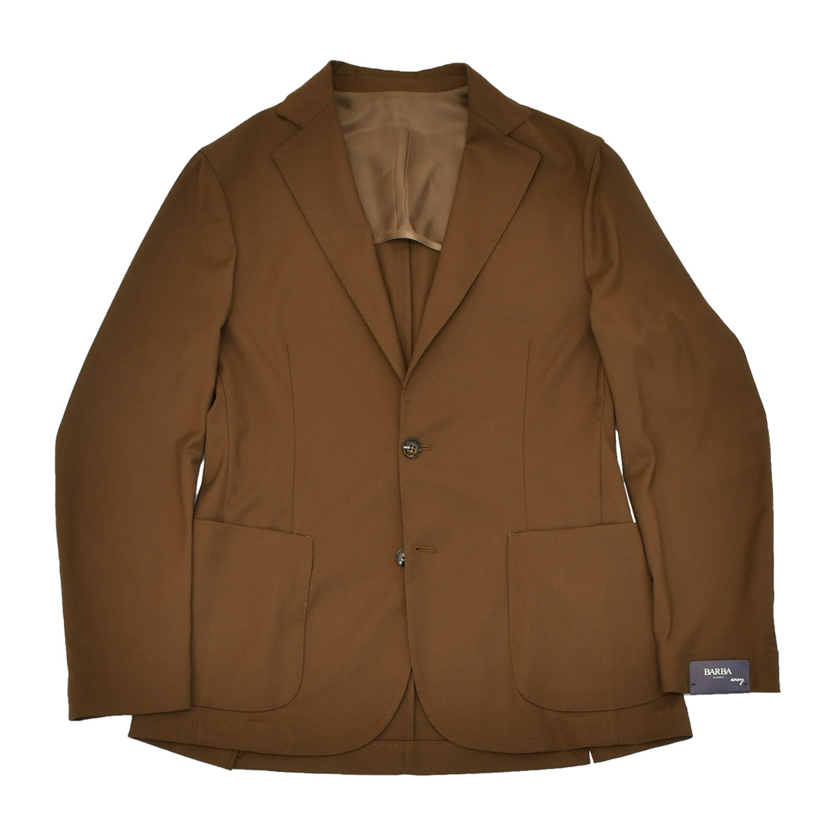 バルバ BARBA シャツジャケット メンズ シングル2つ釦 EASY-J1 ポリエステルレーヨン ストレッチTR生地 ブラウン 茶系 ノッチドラペル 国内正規品の画像