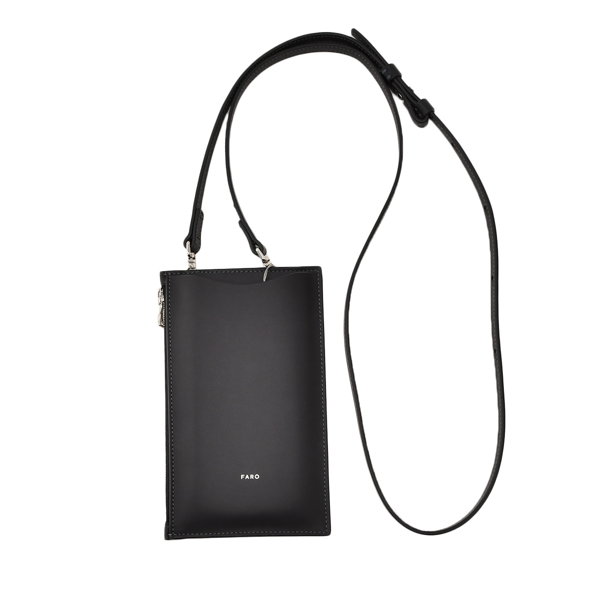 極美品 FARO ファーロ ショルダーバッグ 斜め掛け レザー ロゴ ブラック
