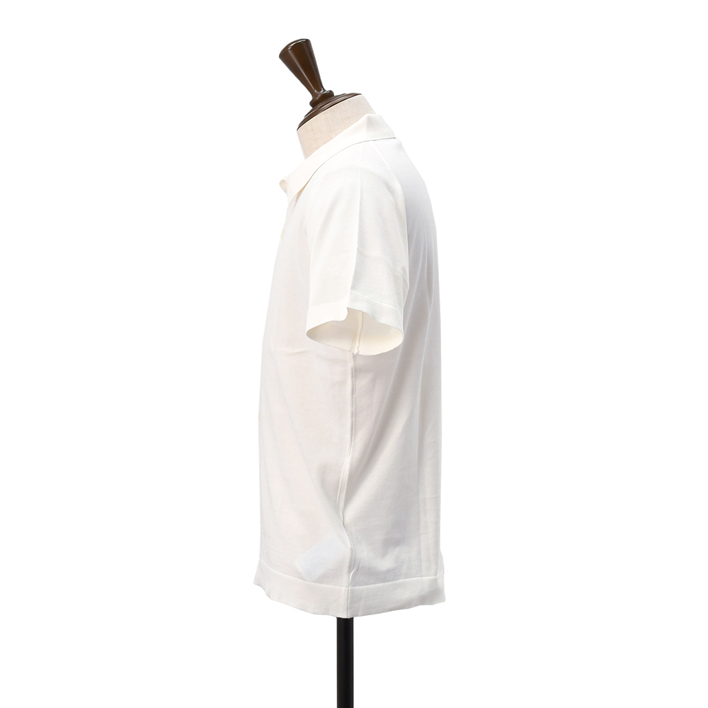 ジョンスメドレー JOHN SMEDLEY 半袖ニットシャツ メンズ カーディガン FOLKE ウェルトヘム仕様 シーアイランドコットン オフホワイト 国内正規品の画像