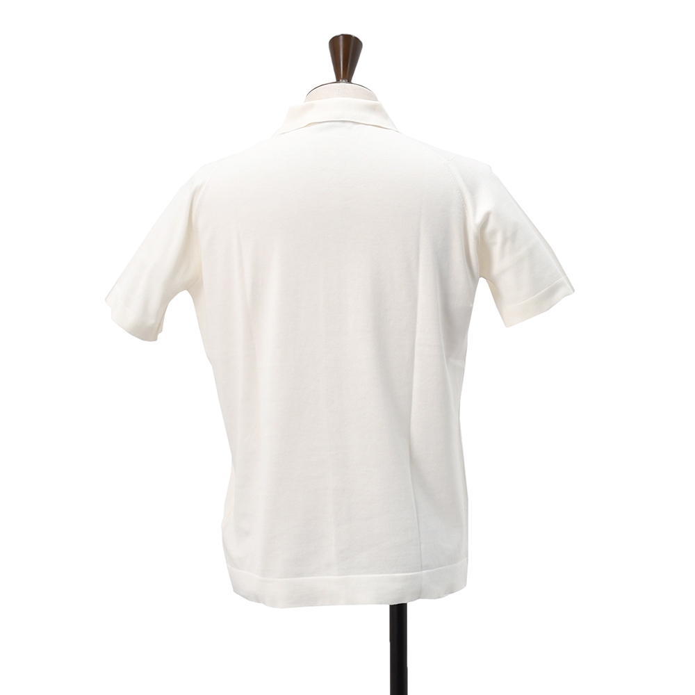 ジョンスメドレー JOHN SMEDLEY 半袖ニットシャツ メンズ カーディガン FOLKE ウェルトヘム仕様 シーアイランドコットン オフホワイト 国内正規品の画像