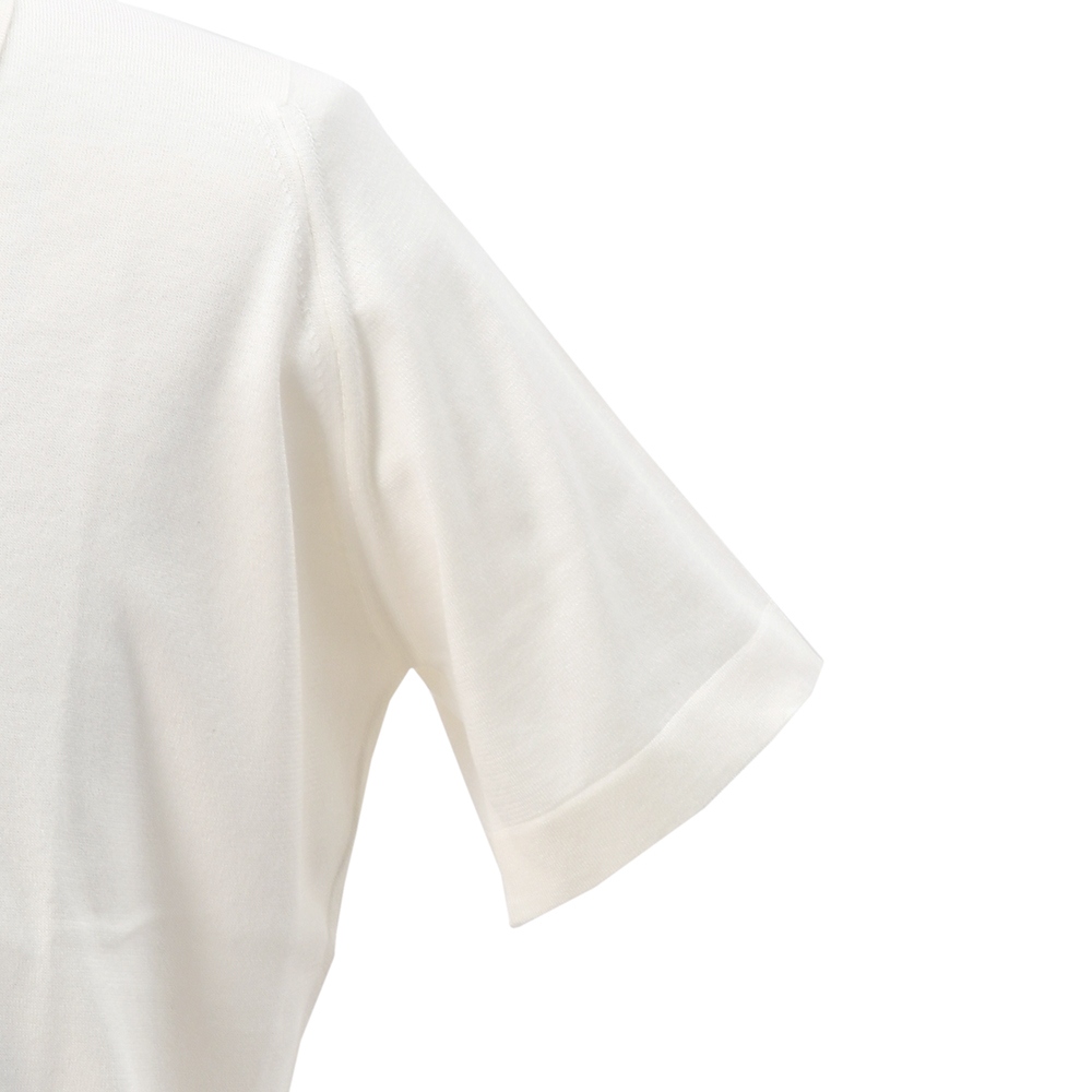 ジョンスメドレー JOHN SMEDLEY 半袖ニットシャツ メンズ カーディガン FOLKE ウェルトヘム仕様 シーアイランドコットン オフホワイト 国内正規品の画像