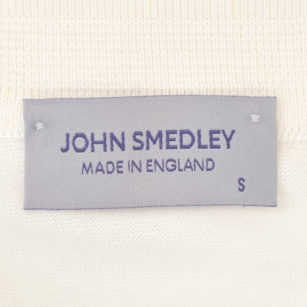 ジョンスメドレー JOHN SMEDLEY 半袖ニットシャツ メンズ カーディガン FOLKE ウェルトヘム仕様 シーアイランドコットン オフホワイト 国内正規品の画像
