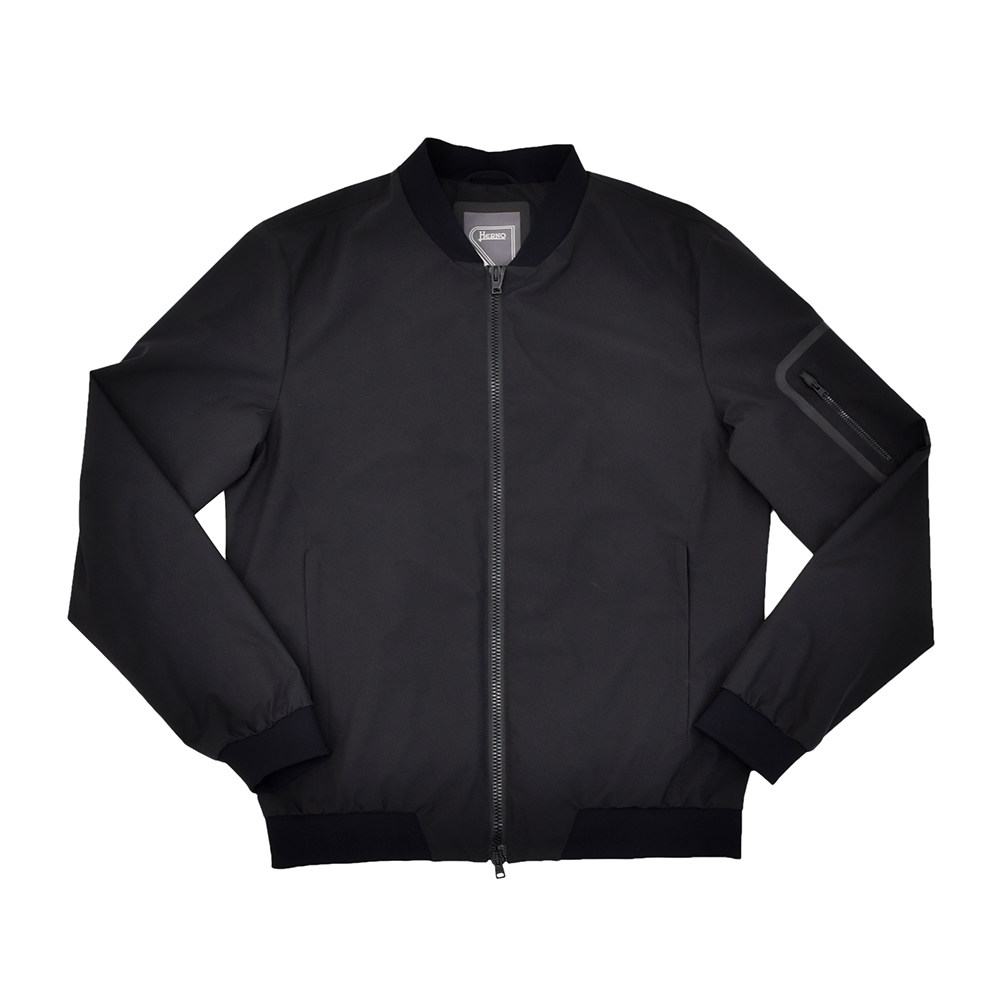 ヘルノ HERNO MA-1型ブルゾン メンズ ライトアウター 撥水ポリエステル 2LAYER WIND STOPPER ブラック 黒 超軽量&撥水 国内正規品の画像