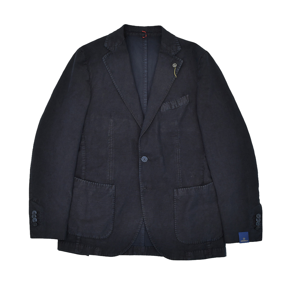 サンタニエッロ SANTANIELLO シングルジャケット メンズ テーラードジャケット GL797MF コットンリネン 綿麻 ダークネイビー 濃紺 ガーメントダイ 国内正規品の画像