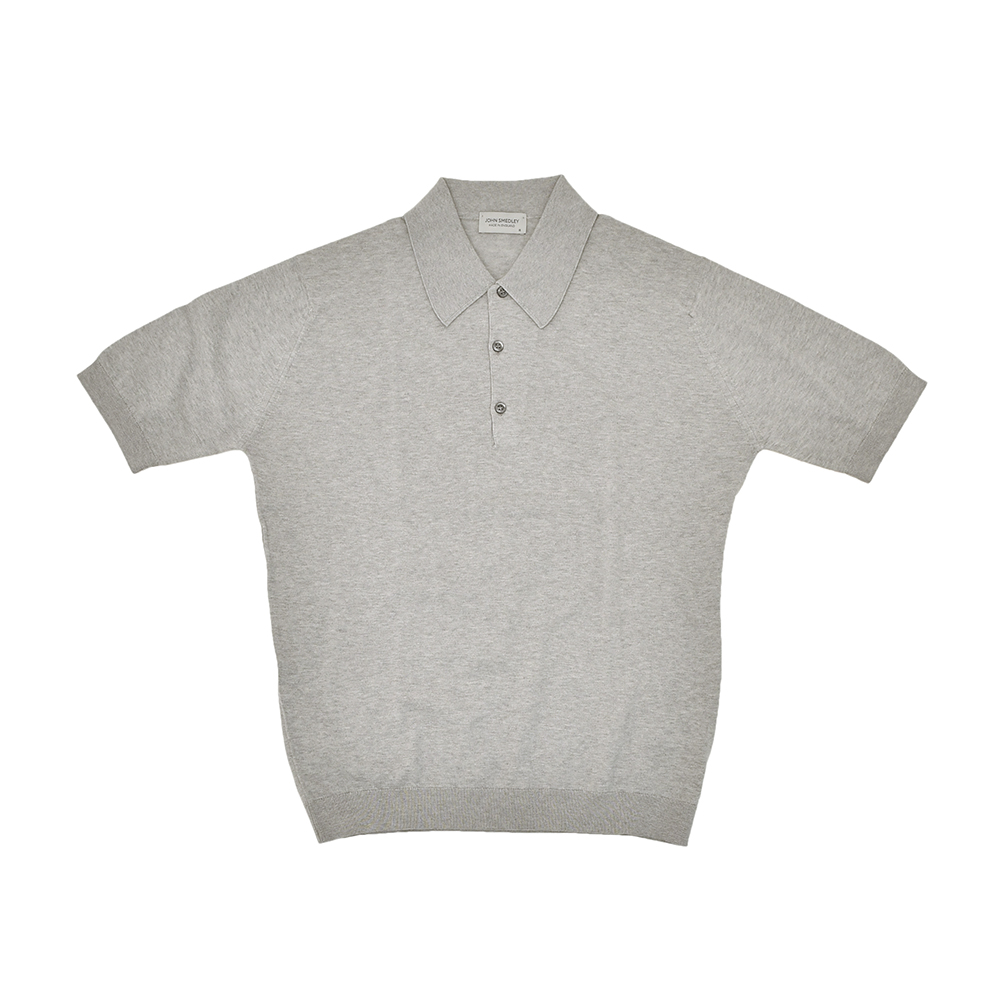 ジョンスメドレー JOHN SMEDLEY 半袖ニットポロシャツ メンズ ISIS 3つ釦仕様 シーアイランドコットン ライトグレー 30ゲージ イージーフィット 国内正規品_1