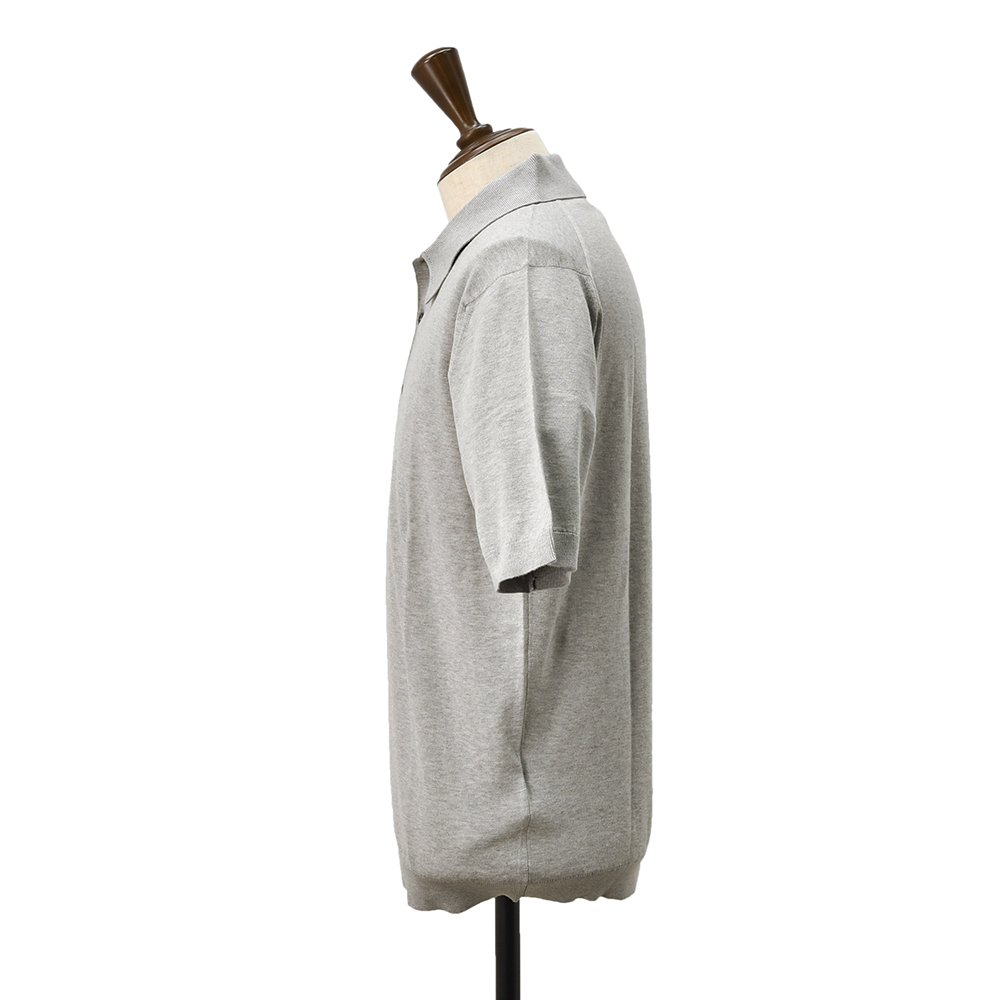 ジョンスメドレー JOHN SMEDLEY 半袖ニットポロシャツ メンズ ISIS 3つ釦仕様 シーアイランドコットン ライトグレー 30ゲージ イージーフィット 国内正規品_4