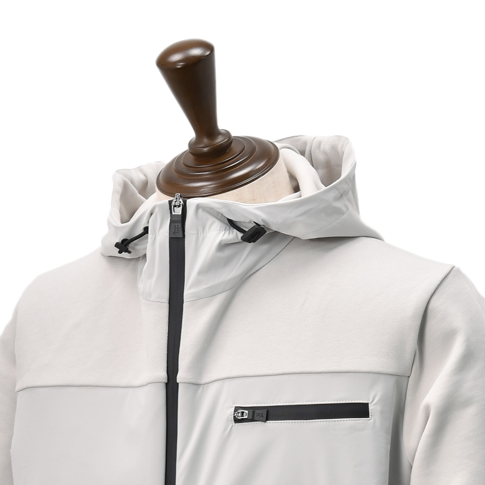 ヘルノ HERNO マウンテンフーディ メンズ ジップアップアウター FUNCTIONAL WARDROBE アイスグレー フーディー ストレッチコットン 国内正規品の画像