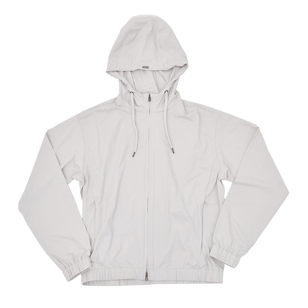 ヘルノ HERNO ナイロンパーカー メンズ フーディーブルゾン ナイロンジャージー NYLON JERSEY ライトグレー リラックスフィット ジップアップ 国内正規品の画像