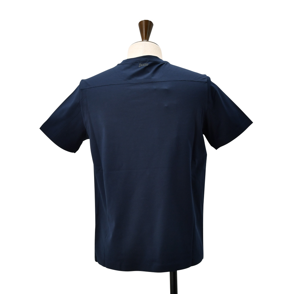 ヘルノ HERNO 半袖Tシャツ メンズ クルーネックカットソー コットンジャージー ネイビー  圧着テープ仕様 国内正規品 でらでら 公式ブランド｜deradera｜06