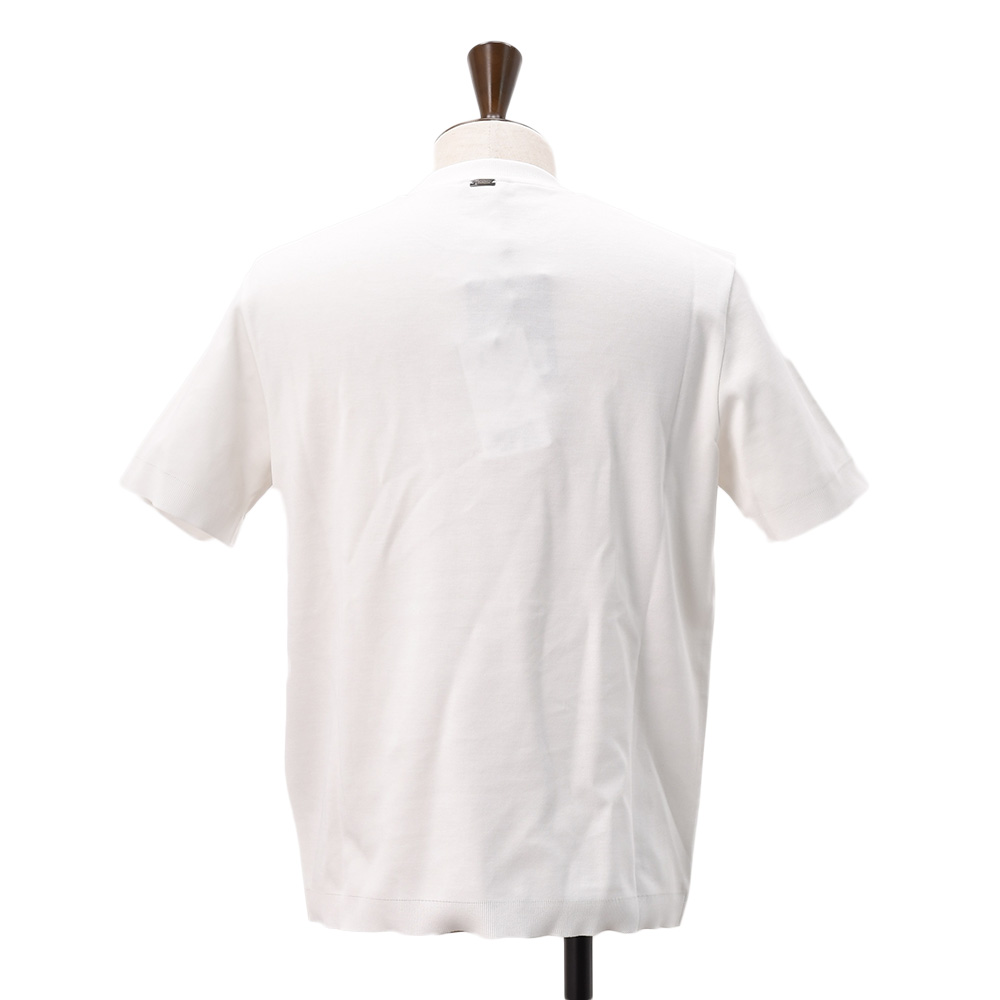 【美品】HERNO ヘルノ ニット調Tシャツ 48 ホワイト クルーネック HERNO（ヘルノ） 半袖Tシャツ メンズ クルーネックカットソー ニット調