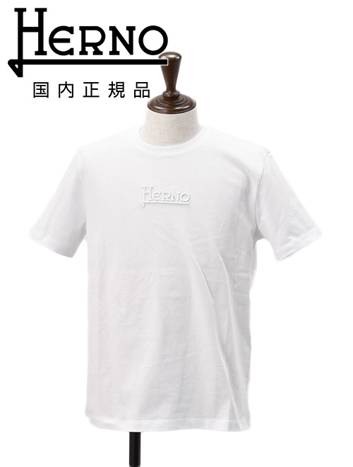 HERNO（ヘルノ） 半袖Tシャツ メンズ クルーネックカットソー 同色ロゴ