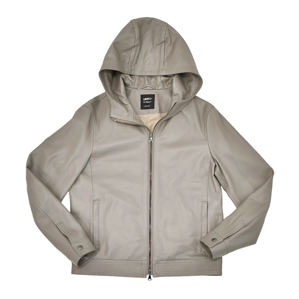 EMMETI/フード付きレザージャケット(48) EMMETI エンメティ JURI HOODIE ユリ フード付き レザージャケット 黒