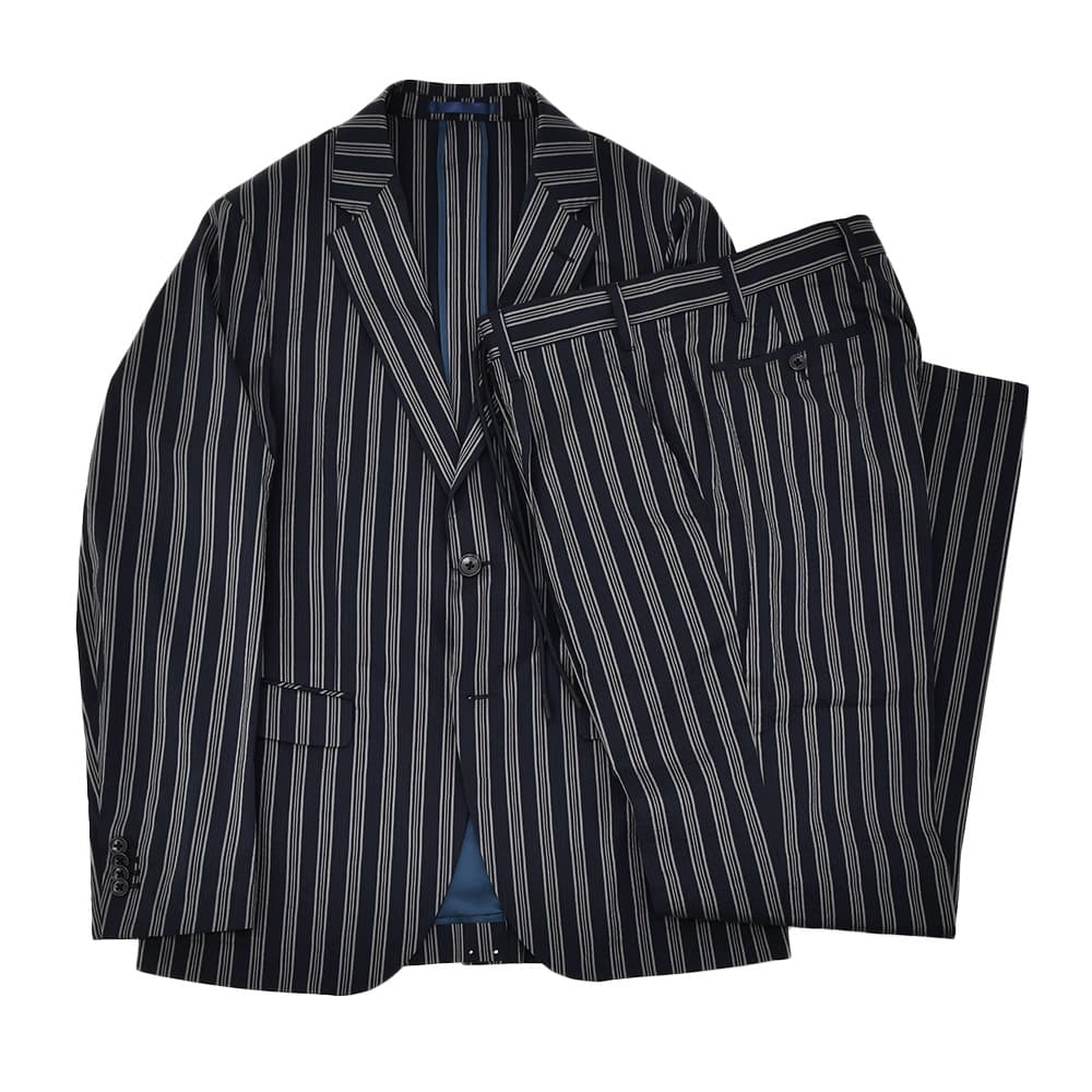 ジェイエイチ プラス カルペ ディエム JH＋CARPE DIEM セットアップ メンズ ジャケット＆テーパードパンツ シアサッカー ネイビー ストライプ柄 別注モデルの画像