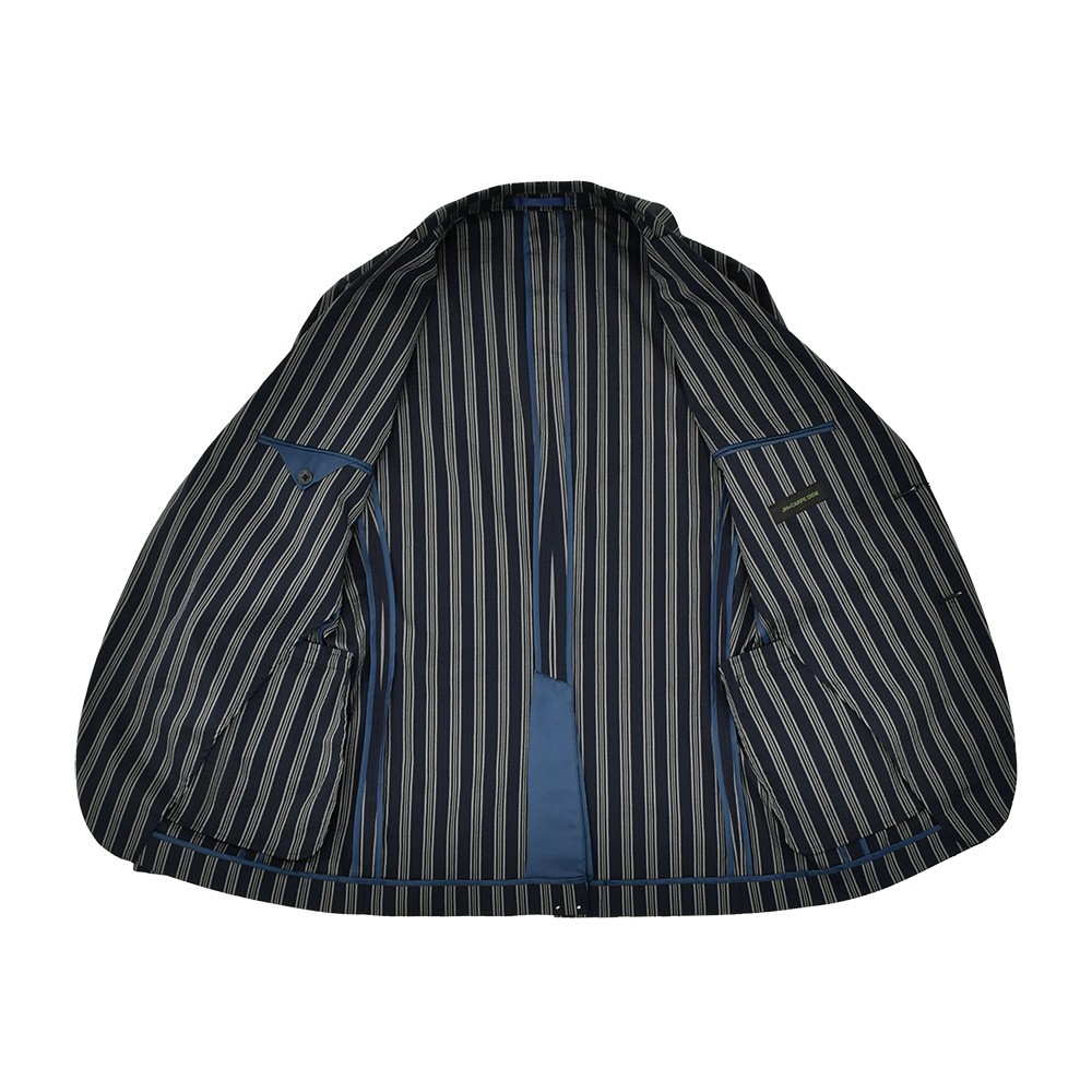 ジェイエイチ プラス カルペ ディエム JH＋CARPE DIEM セットアップ メンズ ジャケット＆テーパードパンツ シアサッカー ネイビー ストライプ柄 別注モデルの画像