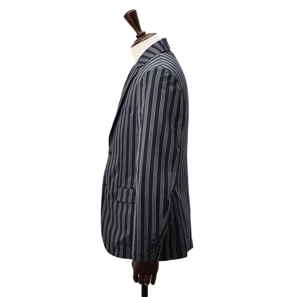 ジェイエイチ プラス カルペ ディエム JH＋CARPE DIEM セットアップ メンズ ジャケット＆テーパードパンツ シアサッカー ネイビー ストライプ柄 別注モデルの画像