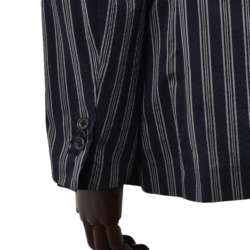 ジェイエイチ プラス カルペ ディエム JH＋CARPE DIEM セットアップ メンズ ジャケット＆テーパードパンツ シアサッカー ネイビー ストライプ柄 別注モデルの画像