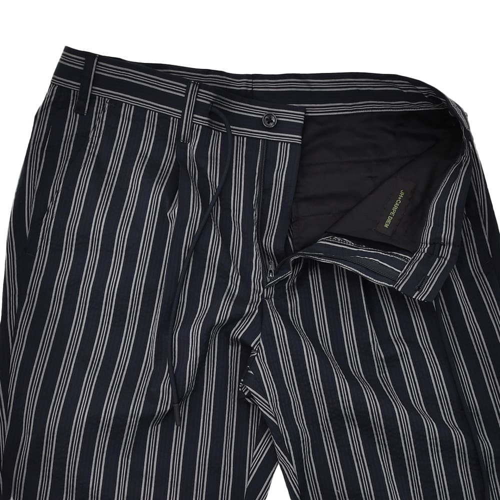 ジェイエイチ プラス カルペ ディエム JH＋CARPE DIEM セットアップ メンズ ジャケット＆テーパードパンツ シアサッカー ネイビー ストライプ柄 別注モデルの画像