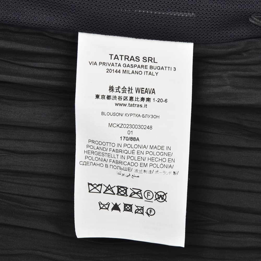タトラス TATRAS スイングトップブルゾン メンズ ライトアウター レロス LEROS シワ加工コットンツイル ブラック 黒 ラグランスリーブ 国内正規品の画像