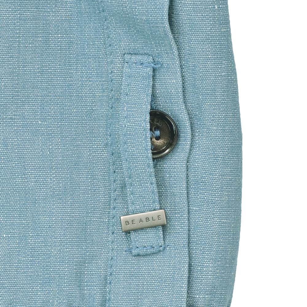 ビーエイブル BE ABLE シャツアウター メンズ シャツブルゾン LEROY リロイ コットンリネン スモークブルー リラックスフィット 製品染め 薄手 国内正規品の画像