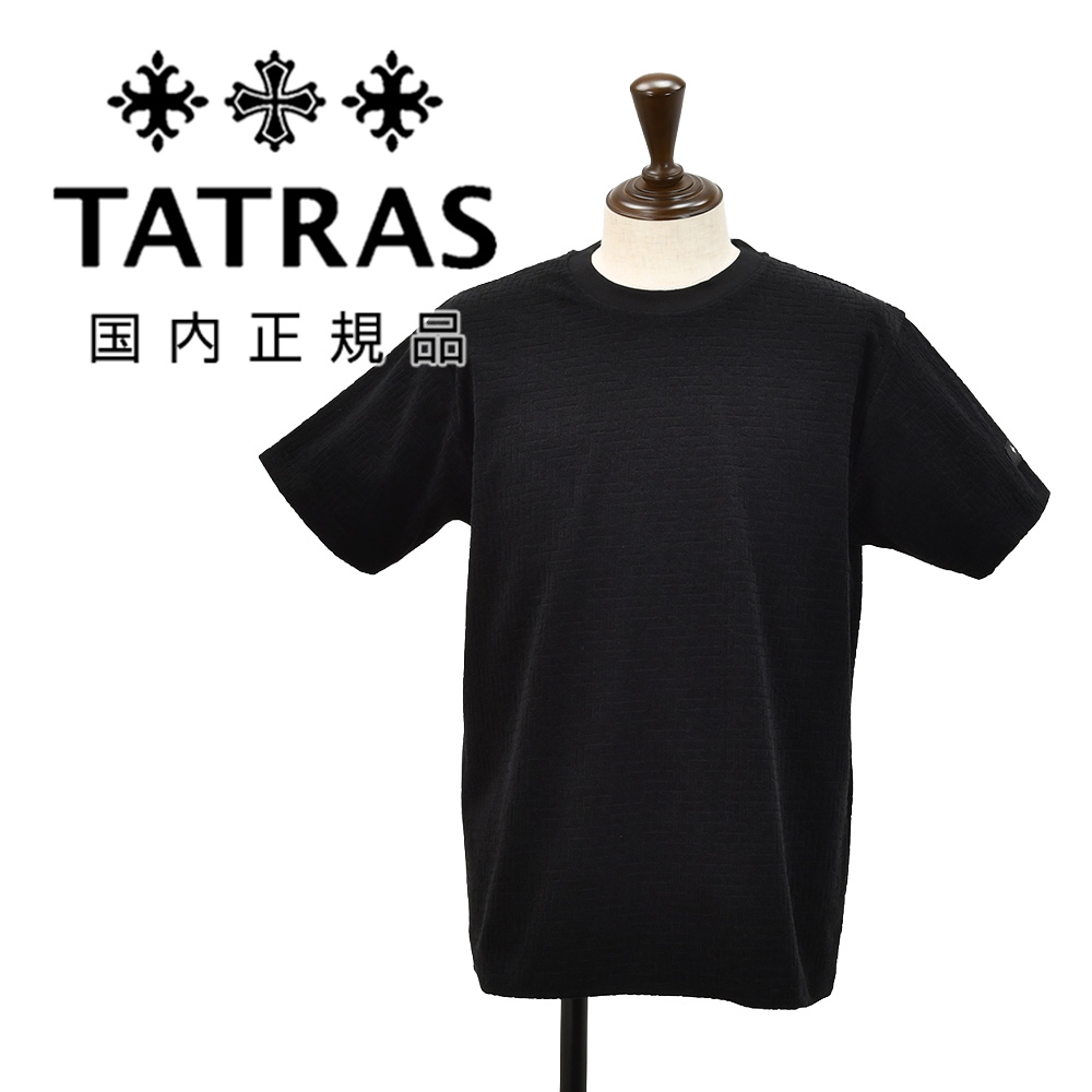 タトラス TATRAS 半袖Tシャツ メンズ ロジェーロ LOGELO クルーネックカットソー パイルジャガード生地 ブラック 黒 モノグラムパターン 国内正規品 | 