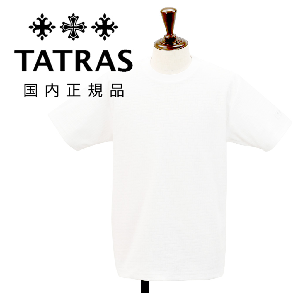 タトラス TATRAS 半袖Tシャツ メンズ ロジェーロ LOGELO クルーネックカットソー パイルジャガード生地 ホワイト 白 モノグラムパターン 国内正規品 | 