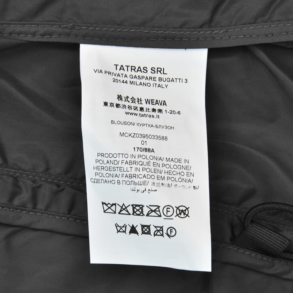タトラス TATRAS ジップアップブルゾン メンズ 軽量アウター ルーリオ LULIO 撥水ナイロンタフタ チャコールグレー ライトウェイト&薄手 国内正規品の画像