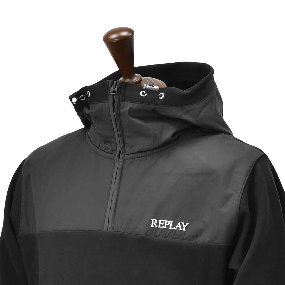 リプレイ REPLAY ハーフジップパーカー メンズ プルオーバー 3者混生地