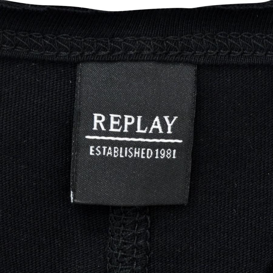 リプレイ REPLAY 長袖Tシャツ メンズ クルーネックカットソー コットン天竺 ブラック ロゴプリント ヴィンテージ加工 国内正規品 でらでら 公式ブランド｜deradera｜10