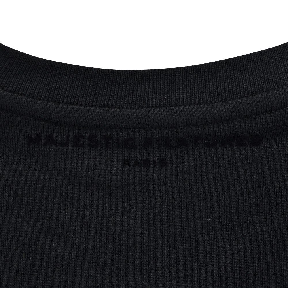 マジェスティック フィラチュール MAJESTIC FILATURES HOMME クルーネックTシャツ メンズ 長袖カットソー ヘビーコットン ブラック エンボスロゴ 国内正規品｜deradera｜08