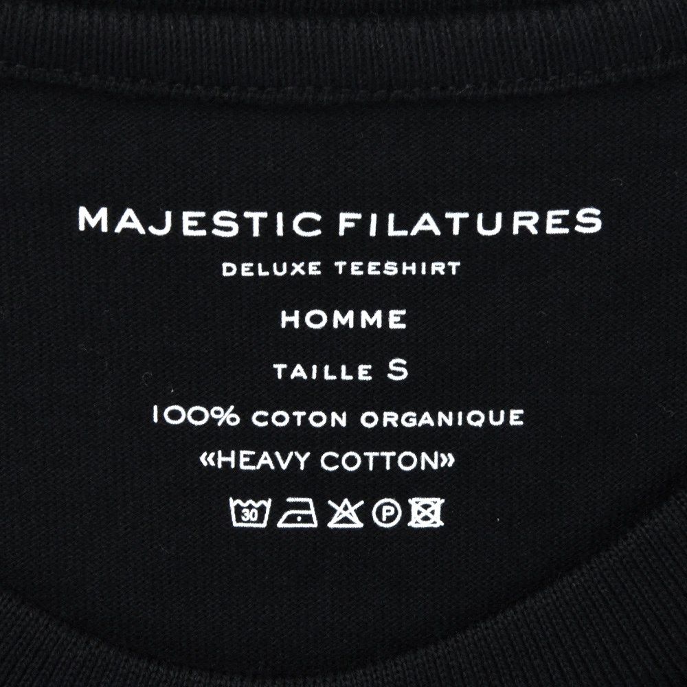 マジェスティック フィラチュール MAJESTIC FILATURES HOMME クルーネックTシャツ メンズ 長袖カットソー ヘビーコットン ブラック エンボスロゴ 国内正規品｜deradera｜09