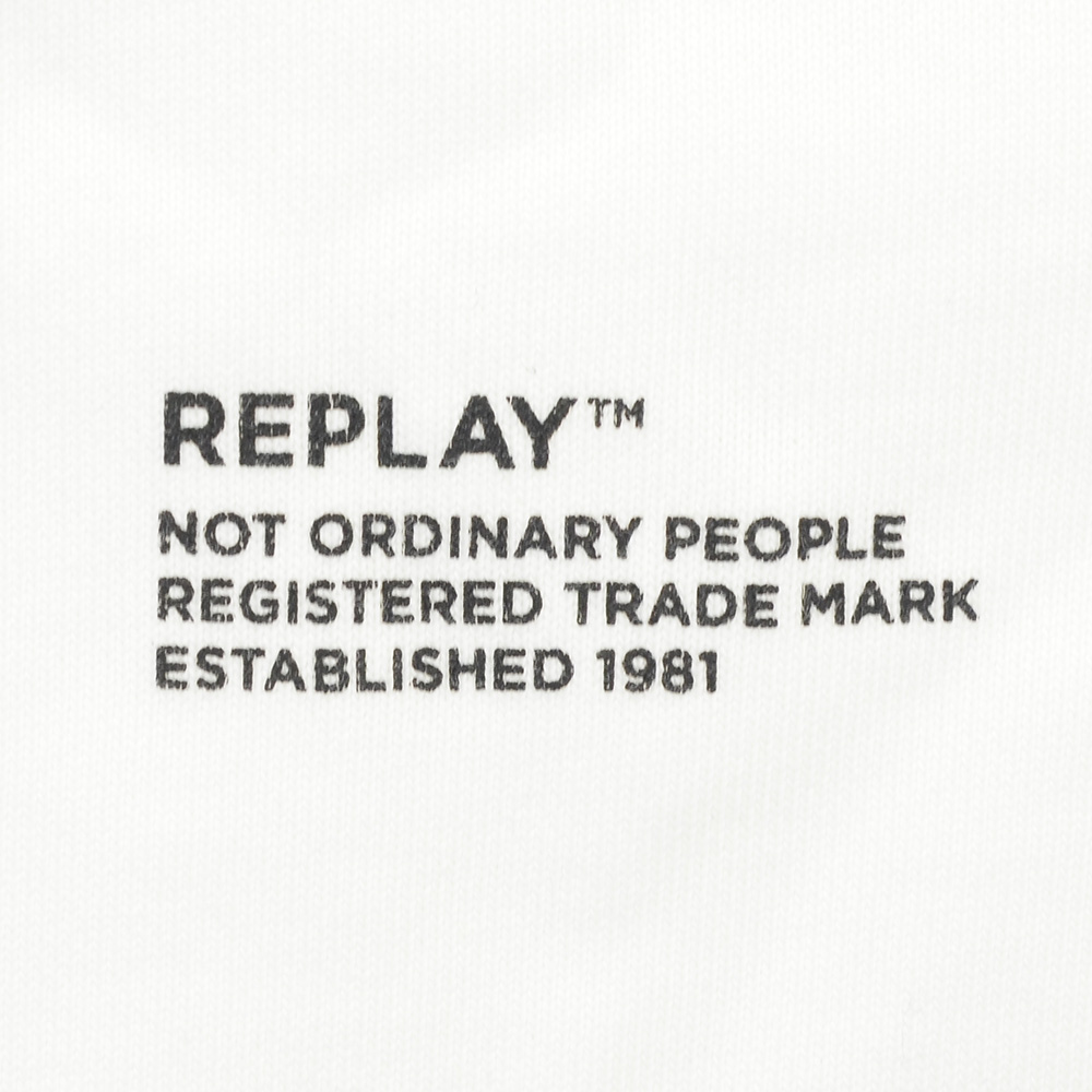 リプレイ REPLAY プルオーバーパーカー メンズ スウェット生地 スナップ釦付きフード 後染め ホワイト 背面ロゴプリント 国内正規品 でらでら 公式ブランド｜deradera｜10