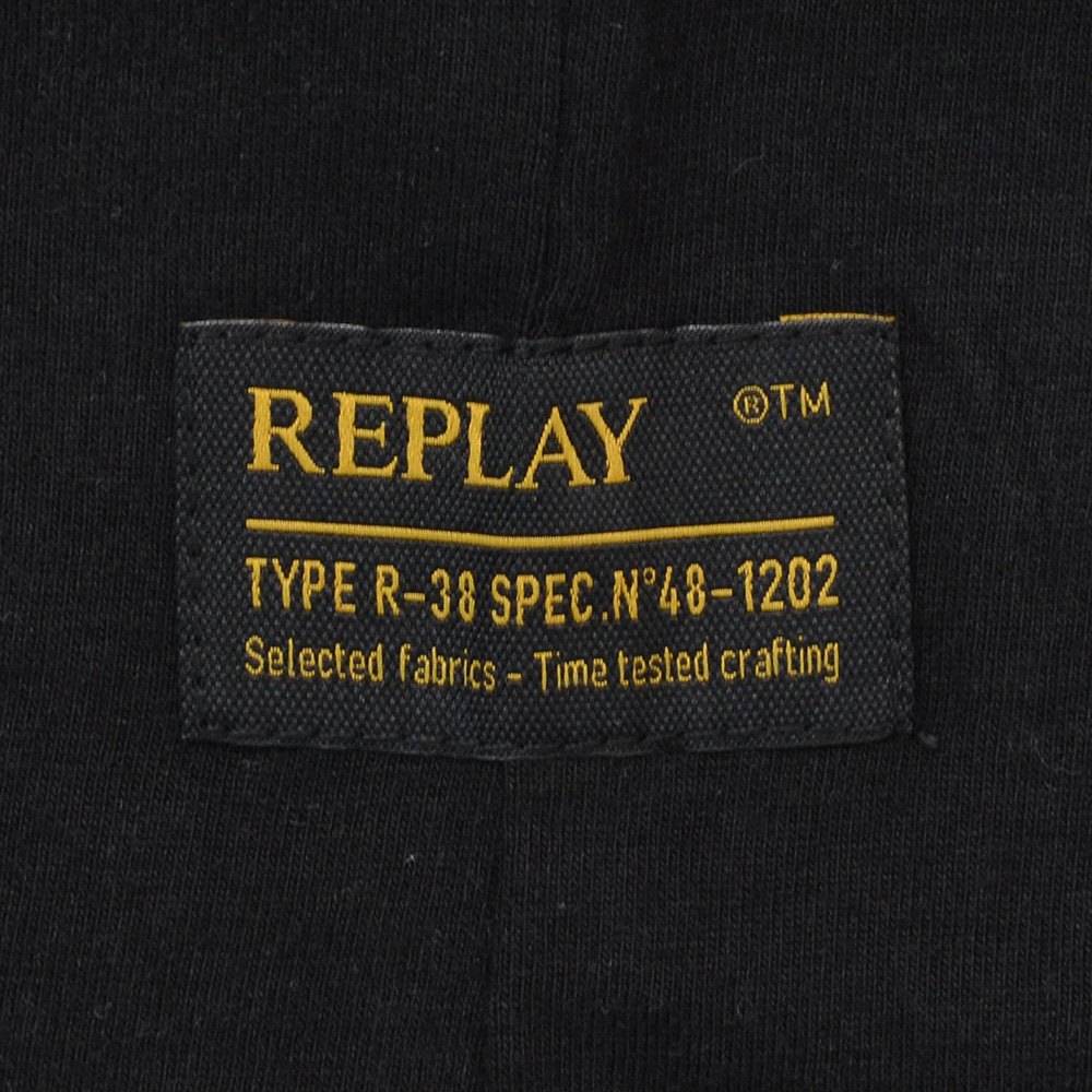 リプレイ REPLAY 長袖Tシャツ メンズ クルーネックカットソー ブラック 黒 左袖ロゴプリント フロントロゴ コットンジャージー レギュラーフィット 国内正規品｜deradera｜08