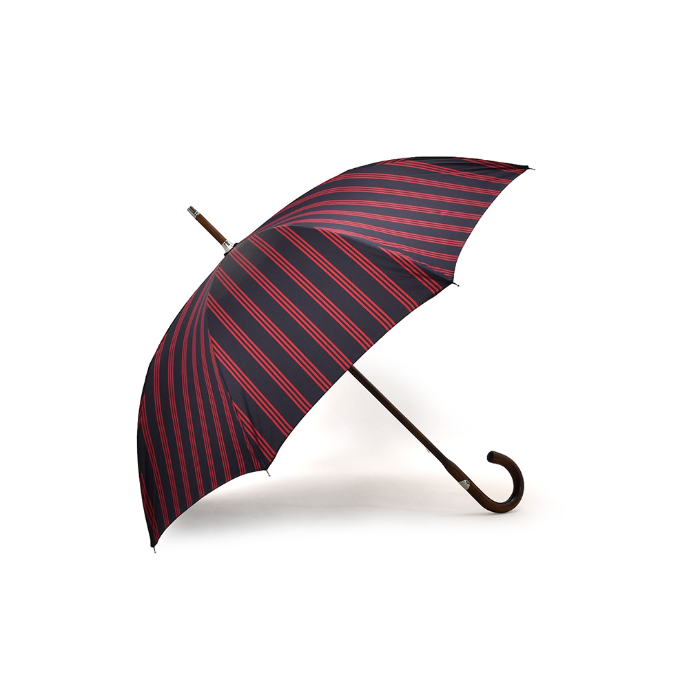 マリアフランチェスコ Maglia Francesco 長傘 メンズ アンブレラ ストライプ柄 ポリエステルジャガード生地 ネイビー×レッド  【ラッピング不可】の画像