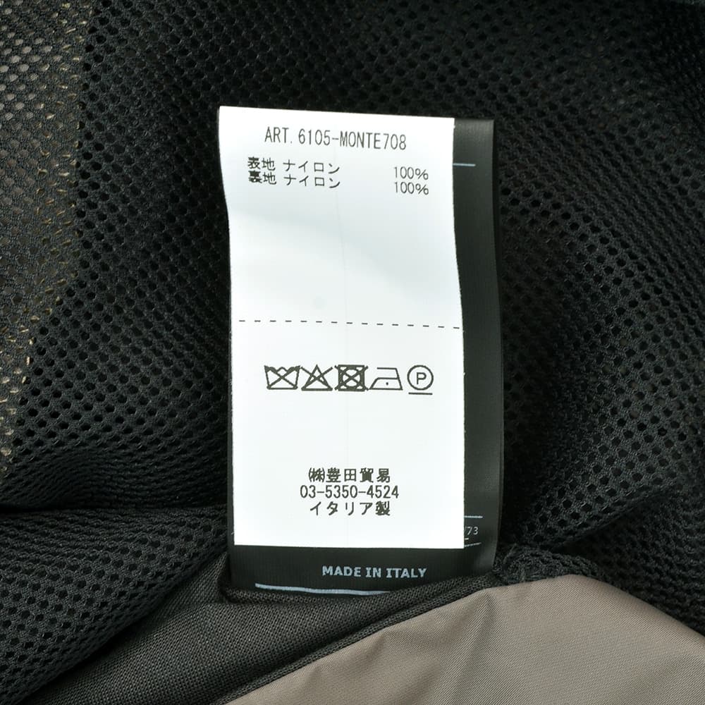 イーヴォ HEVO スタンドネックブルゾン メンズ ショート丈アウター モンテサンナーチェ MONTESANNACE 光沢ナイロン ブラウン 国内正規品の画像