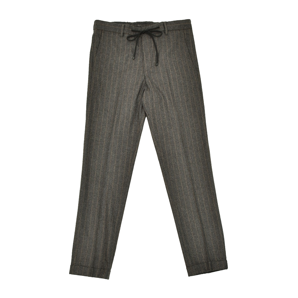 ブリリア BRIGLIA1949 イージースラックス メンズ ストライプ柄パンツ MONTREALP アクティブメリノウール チャコール×ブラウン 国内正規品_1